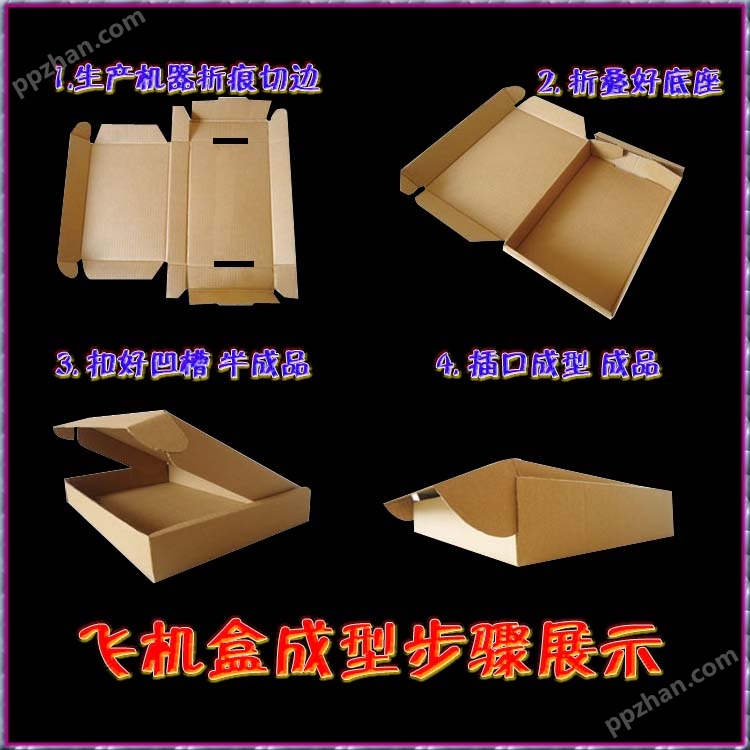 折叠方式及步骤飞机盒成品包装步骤展示图包装盒