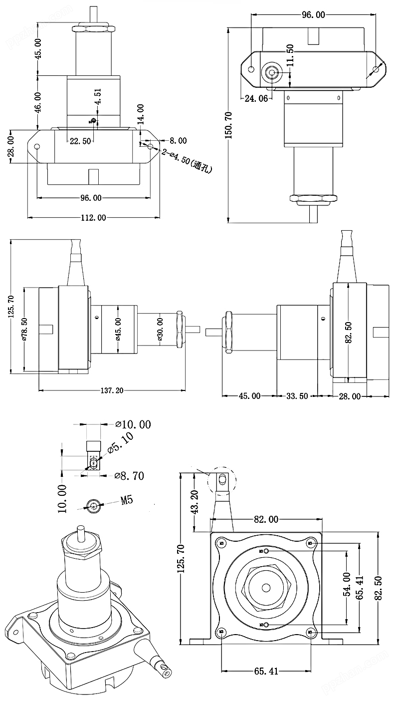 防水防爆型拉绳位移传感器安装尺寸图WEPFS-M