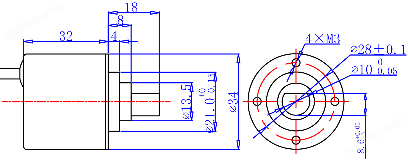 CAZD-34角度传感器外形尺寸图2