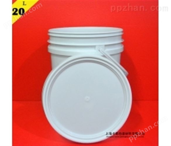20L提桶，白色PP材质，广口美式压盖桶