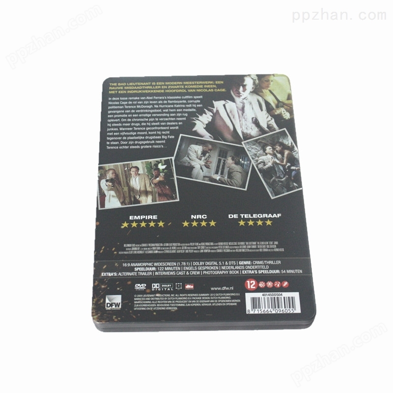 坏中尉美国电影DVD包装铁皮盒 尼古拉凯奇经典动作片光碟包装铁盒生产工厂