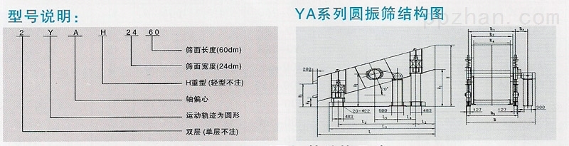 YA系列圆振筛结构尺寸